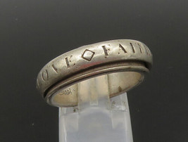 LAVAGGI 925 Silver - Vintage Hope Peace Love Faith Spinner Ring Sz 8 - RG22904 - £50.99 GBP