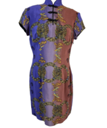 Nicole Miller Purple and Maroon Lined VNeck Short Sleeve Dress, Size 6 - $33.24