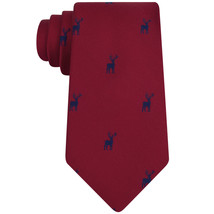 Tommy Hilfiger Red Navy Blue Reindeer Silhouette Christmas Silk Twill Tie - £19.65 GBP