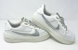 Nike Air Force 1 AF1 White Plt.af.orm Sneakers Shoes Platform Silver Womens 8.5 - £32.04 GBP