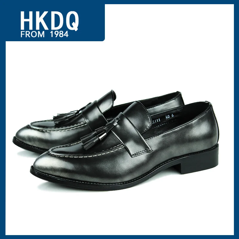 HKDQ Hot Selling Tels Slip-on Leather Shoes Men Fashion Pointed  Men&#39;s  Comforta - £65.11 GBP