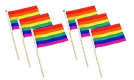 Rainbow Pride 4x6 Inch Stick Flag - 12 Pack - £19.74 GBP