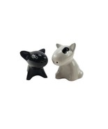 Cermic Bull Terrier Dog Black White Salt Pepper Shaker Set - $16.45