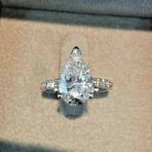 2.50 CT Pear Cut Diamond Simulated Engagement Wedding Ring 14k White Gold Size 6 - £208.21 GBP