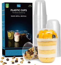 50 Pcs Disposable Plastic Cups,8 Oz Clear Plastic Parfait Cups with Dome... - £13.57 GBP