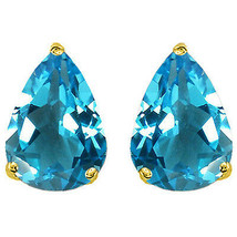 1.50-2.50CT Womens Stylish 14K Solid Yg Blue Topaz Pear Shape Stud Earrings - £20.96 GBP