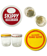 Skippy Nu-Made Peanut Butter 2 Vintage Glass Jar Bundle Chunk Style 3.5i... - £18.93 GBP