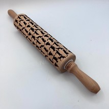 GOOJ Cat Engraved Wooden Rolling Pin Embossing Roller Baking Kitchen Tool NEW - £14.73 GBP