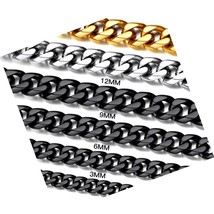 Suplight 3mm/6mm/9mm/12mm Miami Curb Cuban Link Chain for 18 - £42.75 GBP
