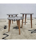 Handmade round table, walnut-wood coffee end table, Contemporary modern ... - $6,719.62 MXN