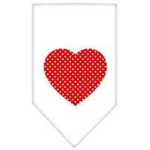 Red Swiss Dot Heart Screen Print Bandana White Small - £9.07 GBP