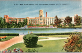 West High School From the Sunken Gardens Denver Colorado Postcard - £8.69 GBP