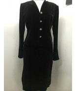 Bloomingdale&#39;s Vintage Women&#39;s Suit Black Velvet 2 Piece Skirt Suit Size 8 - $127.71