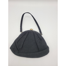 Vintage 1950s Puffy Round Black Evening Clutch Bag Jewel Clasp - €11,85 EUR