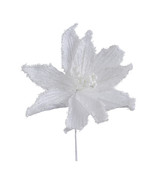 Velvet Poinsettia Pick White/Silver, 6 X 10 Inches - £13.85 GBP