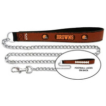 Cleveland Browns Pet Leash Leather Chain Football Size Large CO - $51.49