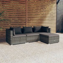  Garden Lounge Set Grey PE rattan, powder-coated steel, plastic - €456,74 EUR