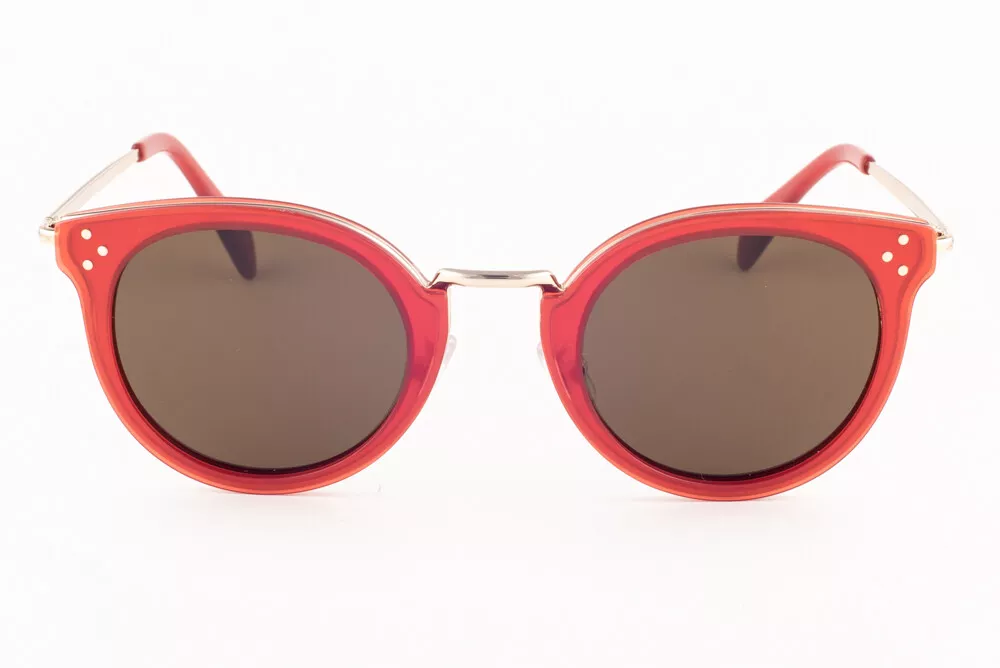Celine CL40011U 66V Round Unisex Sunglasses Red/Brown Smoke Lens - $250.00