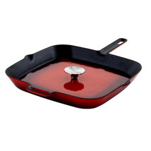 MegaChef 11 Inch Square Enamel Cast Iron Grill Pan with Matching Grill Press in - £59.03 GBP