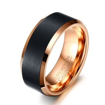 Men Ring Black Matte With Rose Gold Inside Tungsten Carbide Wedding Band 8mm for - £21.40 GBP