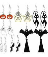 Halloween Earrings Set Dangle Tassel Jewelry Assorted Lot 6 pairs Black Cat  - $24.98