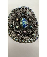 Large Vintage Multi Colored Rhinestones Jeweled Shoe Clip One Only - £19.67 GBP