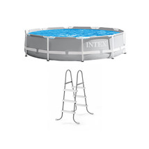 Intex 10&#39; x 30&quot; Above Ground Swimming Pool w/ 330 GPH Filter Pump &amp; Pool... - $340.99