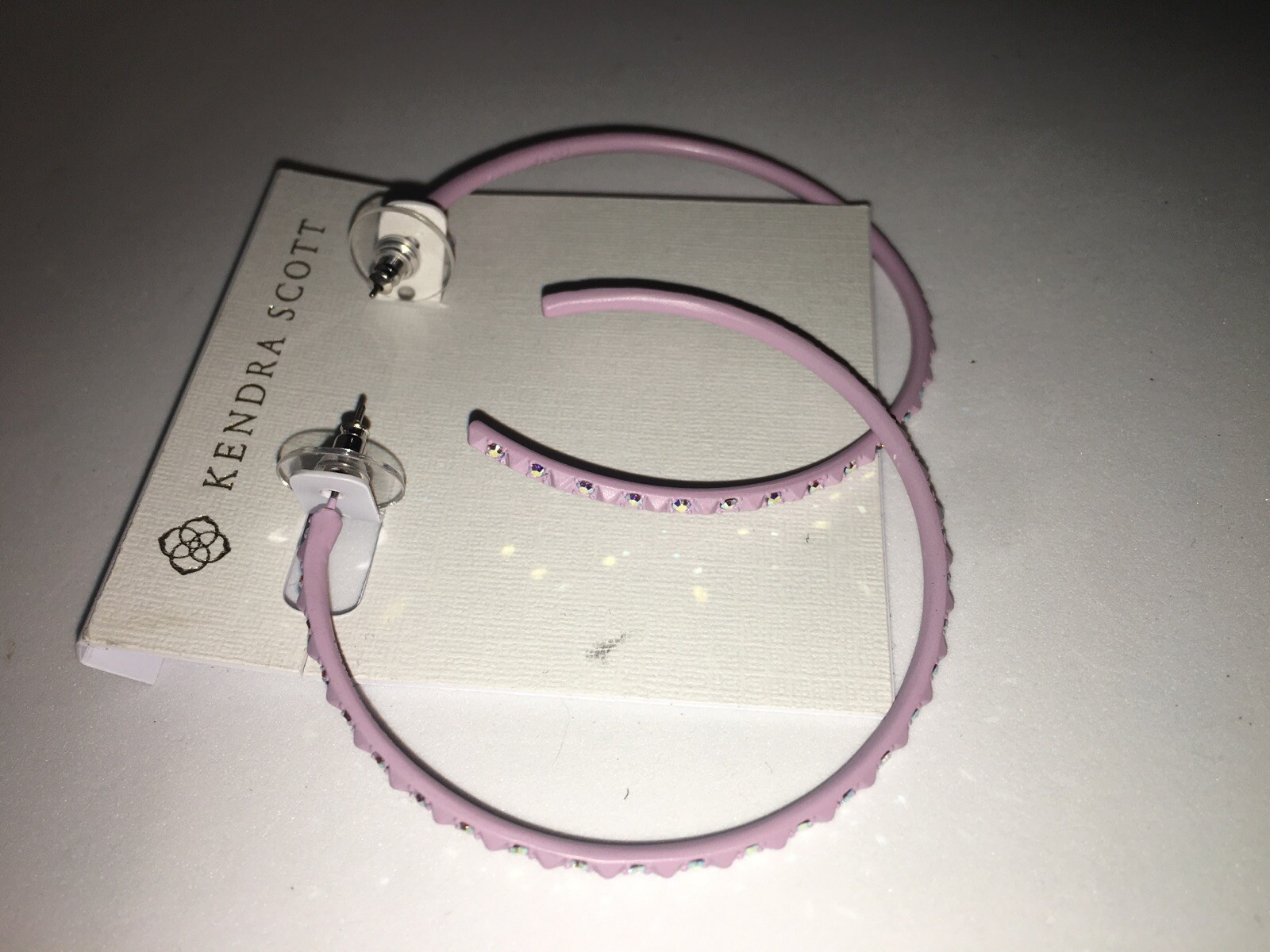 KENDRA SCOTT Val Matte Lilac Iridescent Crystal Hoop Earrings NEW Item image 3