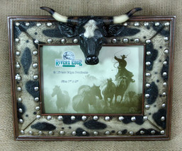 Longhorn with Cowhide Western Country Picture Frame 5x7 - £15.15 GBP