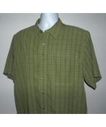 Mens The North Face Button Front Shirt Large Green Plaid  zippered pocket - £22.44 GBP