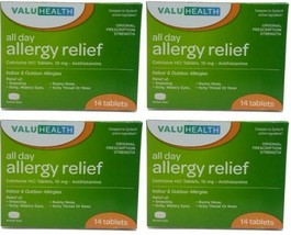 (4) All Day Allergy Relief indoor outdoor sneezing, like Zyrtec, 14 Tabl... - $15.83