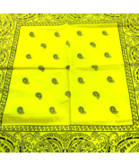 Paisley Bandana Handkerchief Bright Yellow Cotton Made in USA Fast Color... - $9.94