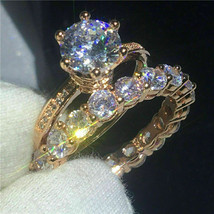 2 Ct Round Diamond Bridal Set Engagement Ring Wedding Band 14k Yellow Gold Over - £91.12 GBP