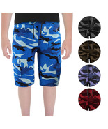 Boys Army Camouflage Elastic Waist Drawstring Cotton Blend Kids Cargo Sh... - $509.11 MXN