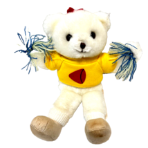 Vintage Russ White Cheerleader Plush Bear Shirt Poms Stuffed Animal 8 inch - $13.25