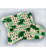 Handmade Crocheted Variegated Green Wash Cloth and Scrubby - $16.46 CAD