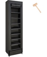 Shoes Rack, 10 Tier Tall Narrow Shoe Rack With Storage Box, Fabric Cover... - £34.59 GBP