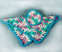 Handmade Crocheted Variegated Turquoise, Green, and Mauve Wash Cloth and... - $10.98