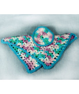 Handmade Crocheted Variegated Turquoise, Green, and Mauve Wash Cloth and... - $15.06 CAD