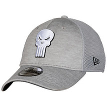 Punisher Skull Symbol Grey Shadow Tech New Era 39Thirty Fitted Hat Grey - £35.33 GBP