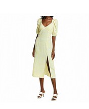 Open Edit Womens A Line Dress Yellow Floral Short Puff Sleeve Smocked XL... - £40.75 GBP
