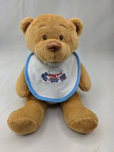 HugFun Bear Rattle Plush Baby Boy Bib 11 Inch Family Dollar Stuffed Anim... - £7.15 GBP