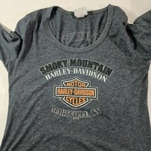 Harley Davidson Shirt Women’s Large Gray Long Sleeve Smoky Mountain Tennessee image 4