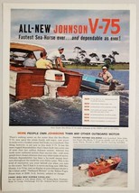1960 Print Ad Johnson Sea-Horse V-75 Outboard Motors Wood Boat - £11.66 GBP
