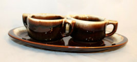 Vintage Pfaltzgraff Gourmet Brown Sugar and Creamer Set Drip Glaze Ironstone - $18.46