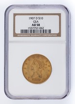 1907-D G$10 Gold Liberty Head Graded by NGC as AU-58! Released by GSA! - £2,990.79 GBP