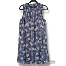 Joie Blue Baltic Print Mini Swing Chiffon Sleeveless Dress - Size M - £46.31 GBP