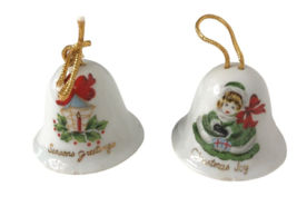 Vintage Miniture Holiday Bells Made In Japan Seasons Greeting Christmas Joy D... - £13.50 GBP