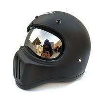 Retro Motorcycle Helmet Retro Street Vintage Custom Black Doff - £164.79 GBP