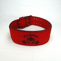 Powerlifting Weight Lifting Belt 6&quot; Wide x 4&quot; Taper Red Suede Leather 7mm Thick - £44.91 GBP